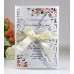 Holiday Greeting Card  Marriage Invitation With Ribbon Bow Laser Cut Paper